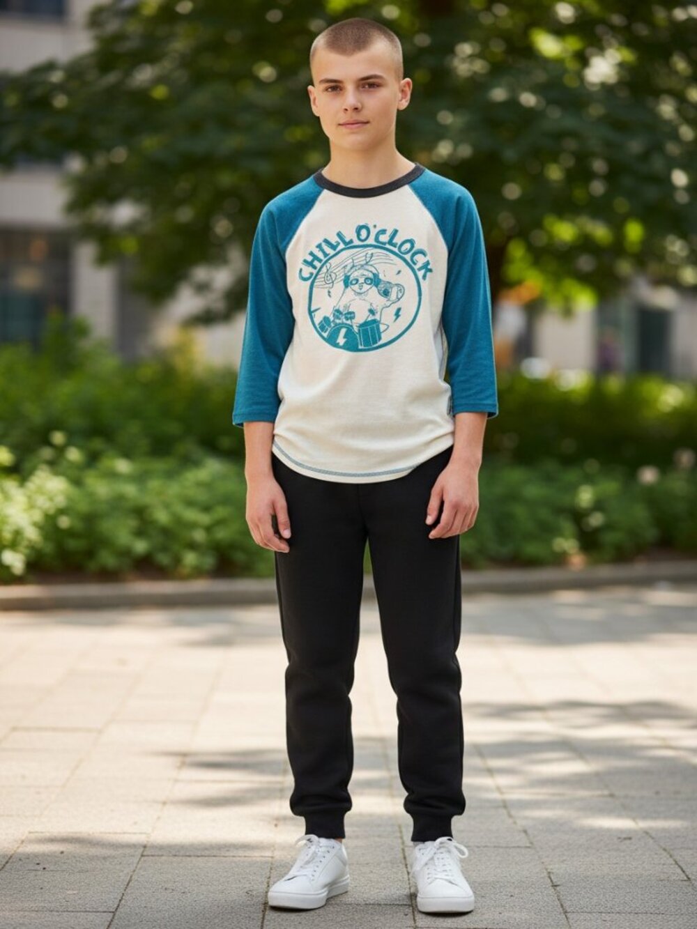 Arizona Jean Co Raglan Graphic Tee Kids Size 8 Blue Cream Excellent Sloth Slv